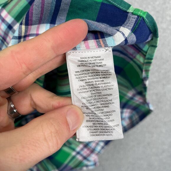 Polo Ralph Lauren Shirt Mens Large Slim Fit Madras Plaid Flesh Pony Button Down - Picture 10 of 11